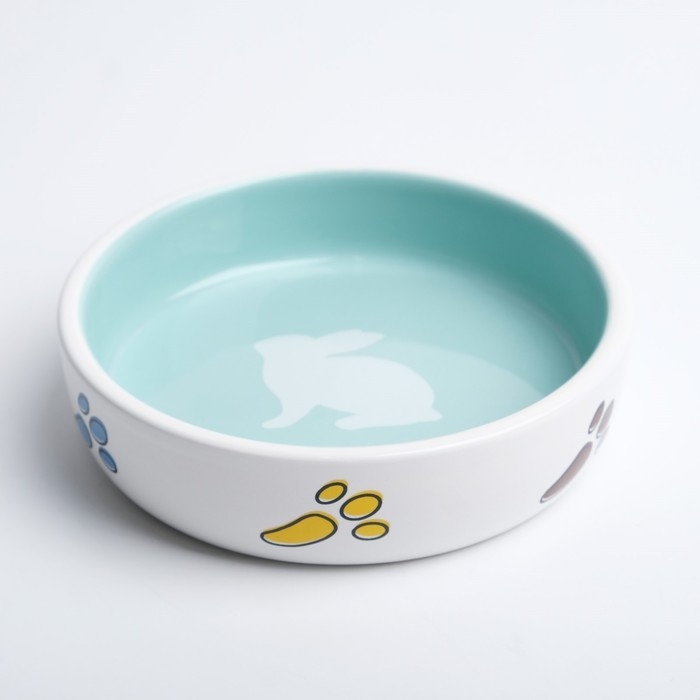 Миска керамическая "Заяц" 200 мл, 12 x 3 cм, белая/зелёная