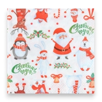Новогодние салфетки бумажные Pero Prestige &laquo;Веселые друзья&raquo;, 3 слоя, 33х33, 20 шт.