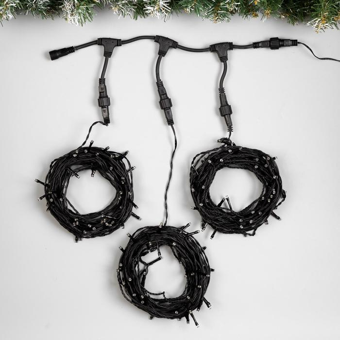 Гирлянда &laquo;Клип-лайт&raquo; 3 нити по 10 м, IP44, УМС, тёмная нить, 198 LED, свечение белое, 8 режимов, 24 В