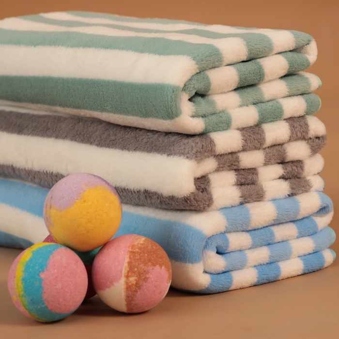 Полотенце банное Этель Полотенце банное Этель "Полосы", цв. голубой, 70х140 см, 100% п/э, 240 г/м2