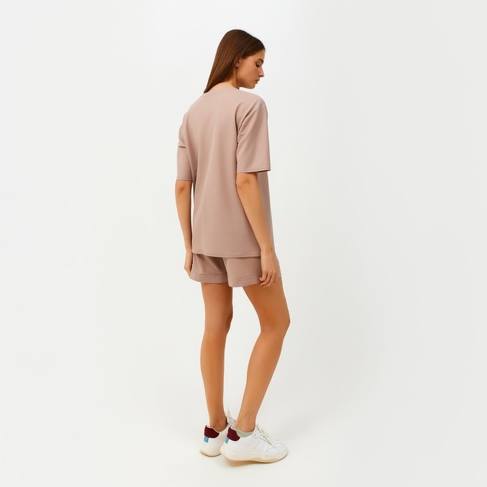 Костюм женский (футболка, шорты) MINAKU: Casual collection цвет бежевый, размер 54 Костюм женский (футболка, шорты) MINAKU: Casual collection цвет бежевый, размер 54
