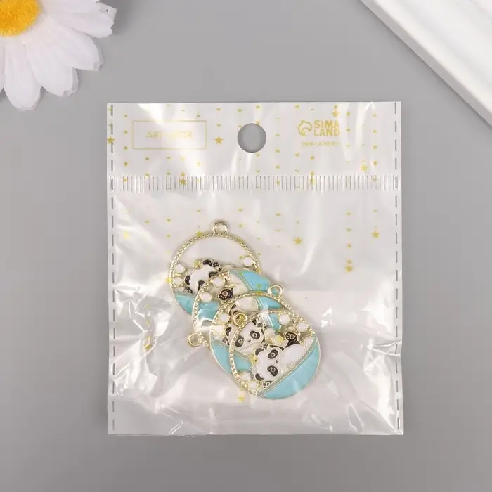 Декор для творчества металл, эмаль "Пандочка в ванной" 2,8х2,5 см