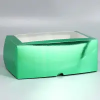 Коробка для капкейков, кондитерская упаковка с окном, 6 ячеек &laquo;Светло-зеленая&raquo;, 25 х 17 х 10 см