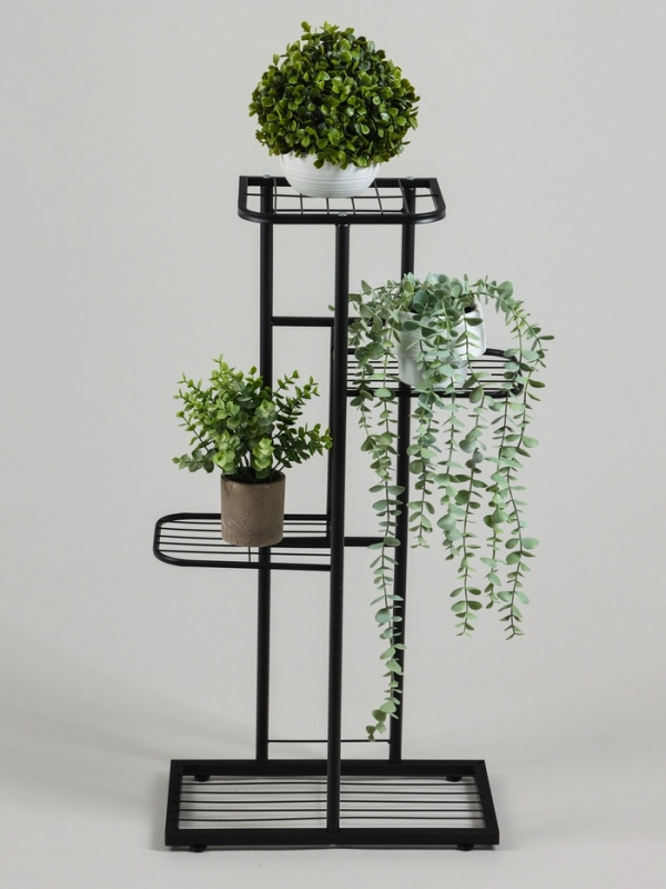 Подставка для цветов Greengo, 4 полки, 43 &times; 22 &times; 82 см, напольная, металл, чёрная