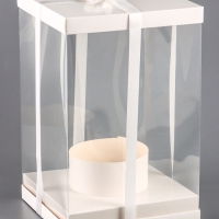 Коробка PVC, для цветов с лентой, 28 х 18 х 18 см, белый Коробка PVC, для цветов с лентой, 28 х 18 х 18 см, белый