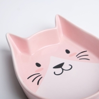 Миска керамическая "Голова кота 2" 200 мл, 15 x 13 x 3 cм, розовая