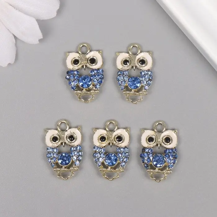 Подвеска из металла &laquo;Сова&raquo; со стразами, золото 2.1&times;3&times;0.4 см