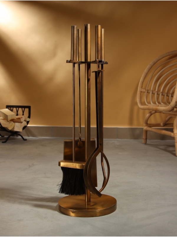 Каминный набор Осень" латунь, 4 предмета, 20х20х61 см