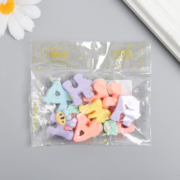 Декор для творчества пластик "Буковки" набор 10 шт 2,3х2,3 см