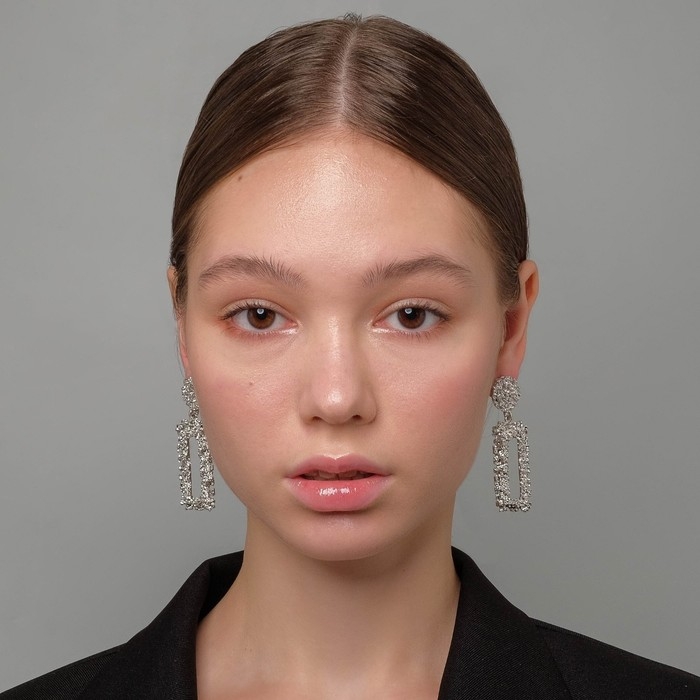 Серьги металл &laquo;Карибы&raquo; прямоугольные, цвет серебро