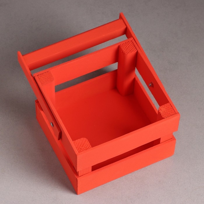 Кашпо деревянное 12&times;11&times;9 см "Однушка Лайт", двухреечное, красный Дарим Красиво