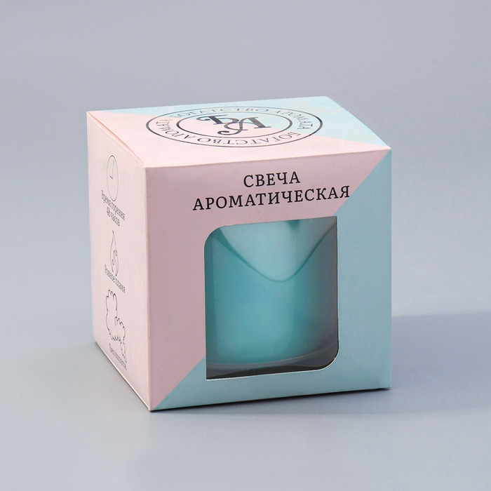 Свеча ГИГАНТ ароматическая в стакане Свеча ГИГАНТ ароматическая в стакане "Бирюзовое небо", соевый воск, 10х10 см