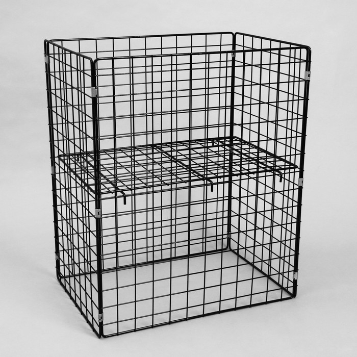 Корзина-накопитель складная, на колесах, 1 полка, 60&times;40&times;80 см, цвет чёрный