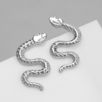 Новый год! Символ года 2025! Серьги металл &laquo;Змея&raquo; искусительница, цвет серебро