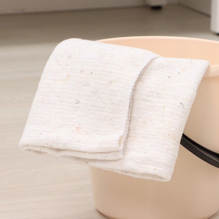 Салфетка - тряпка хозяйственная Доляна, 80&times;100 см, плотность 180 г/м&sup2;, строчка 2,5 мм, с оверлоком, цвет белый