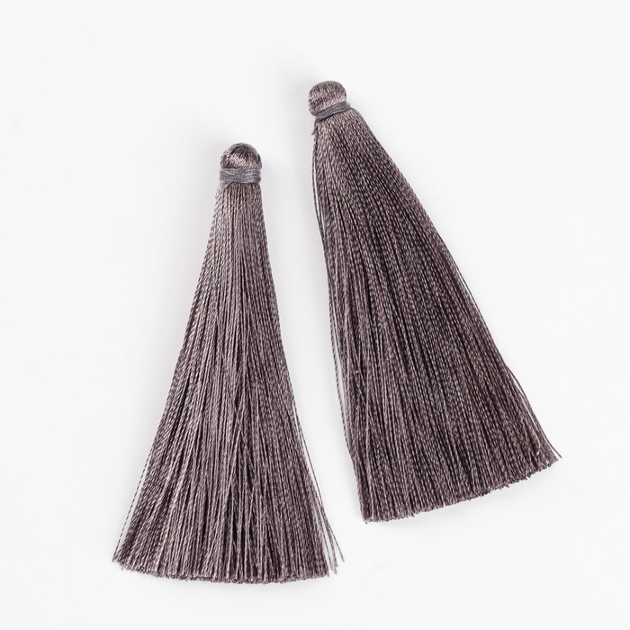 Подвеска декоративная «Кисть», набор 2 шт., L кисти 6,5 см, цвет серый Подвеска декоративная «Кисть», набор 2 шт., L кисти 6,5 см, цвет серый
