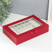 Шкатулка кожзам для украшений "Хэмптонс" красная 5,5х27х18 см Шкатулка кожзам для украшений "Хэмптонс" красная 5,5х27х18 см