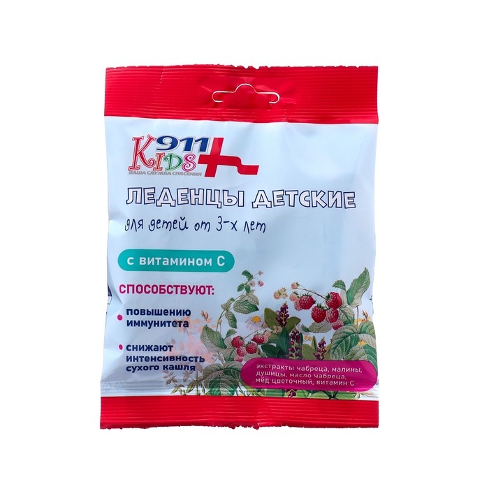 Леденцы Леденцы "911" детские чабрец, душица, мед, витамин С, 50 г