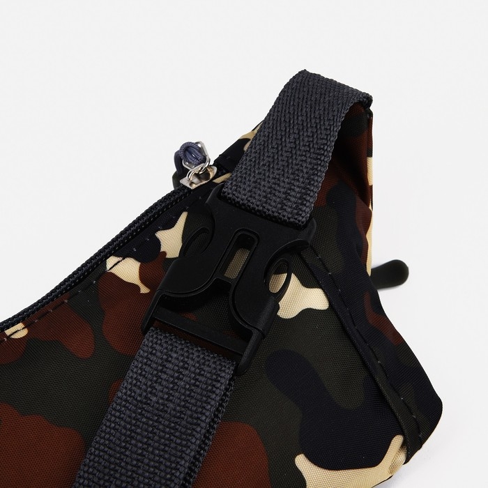 Сумка поясная на молнии, наружный карман, разъём для USB, цвет коричневый