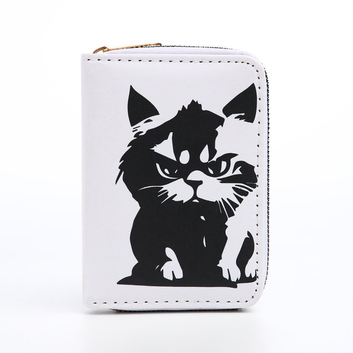 Кошелёк детский на молнии &laquo;Выбражулька&raquo;, цвет белый/чёрный