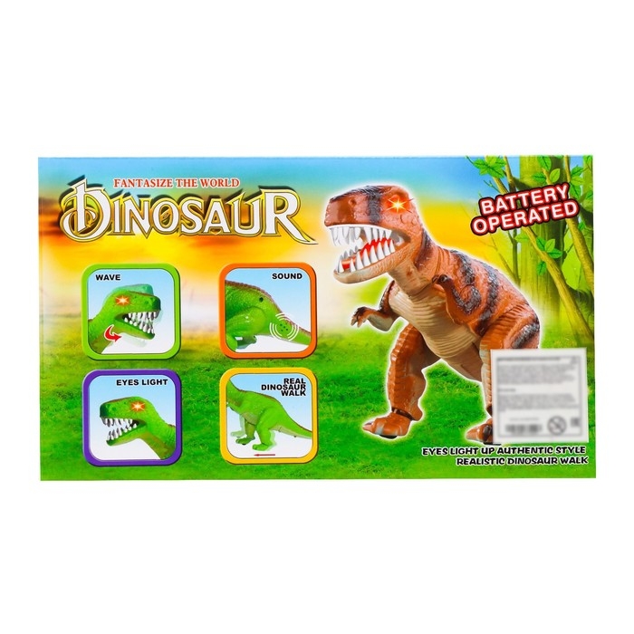 Динозавр &laquo;Рекс&raquo; работает от батареек, световые и звуковые эффекты, цвета МИКС