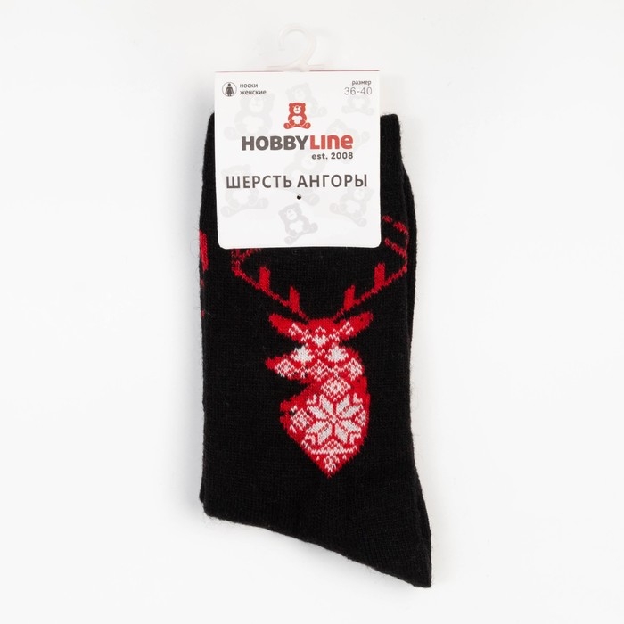Носки женские шерстяные &laquo;Олень&raquo;, цвет чёрный, размер 36-40