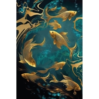 Картина по номерам с подрамником и поталью &laquo;Золотые рыбки&raquo;, 20 х 30 см