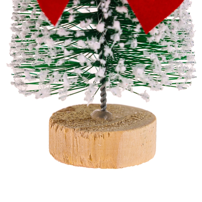 Новогодний декор &laquo;Ёлка на подставке с бантом&raquo;, заснеженная, 6 &times; 6 &times; 15 см