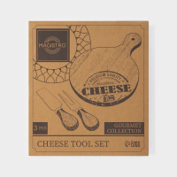 Набор для подачи сыра Magistro Shape, 2 ножа, доска, акация