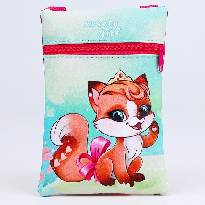 Сумка детская для девочки на молнии, длинный ремень, цвет зелёный/красный Сумка детская для девочки на молнии, длинный ремень, цвет зелёный/красный