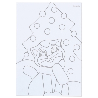 Валяние из шерсти на новый год. Живопись шерстью &laquo;Котёнок под ёлкой&raquo;, А5, новогодний набор для творчества