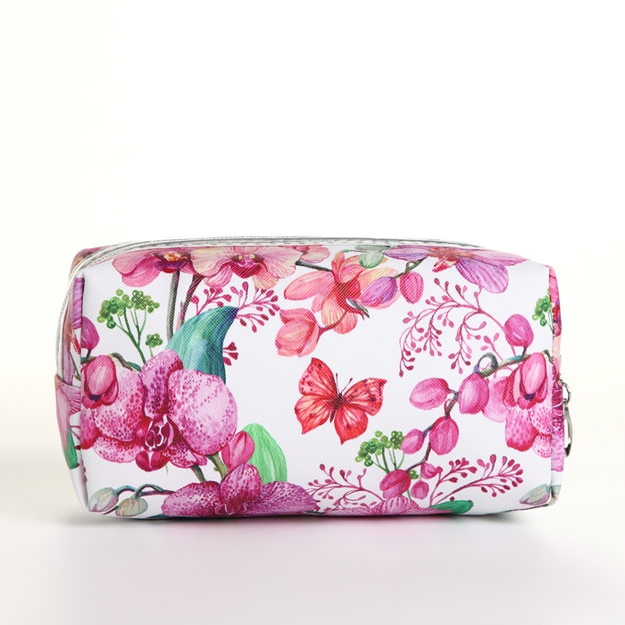 Косметичка на молнии, цвет белый/розовый Косметичка на молнии, цвет белый/розовый