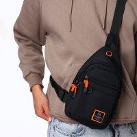 Сумка-слинг из текстиля, 3 наружных кармана, цвет чёрный Сумка-слинг из текстиля, 3 наружных кармана, цвет чёрный