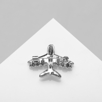 Брошь &laquo;Самолёт&raquo; летящий, цвет бело-голубой в серебре