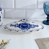 Селёдочница &laquo;Семейная&raquo;, с крышкой, 28,5&times;14,5&times;9 см, гжель