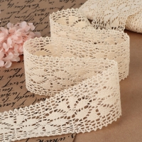 Кружево вязаное, 60 мм &times; 10 &plusmn; 1 м, цвет бежевый