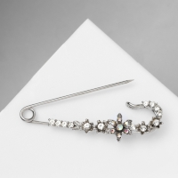 Булавка &laquo;Цветок&raquo; россыпь цветов, 7,3 см, цвет бело-радужный в серебре