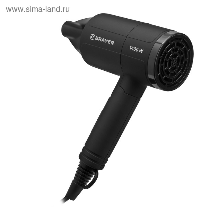 Фен BRAYER 3040BR, 1400 Вт, 2 скорости, складная ручка, шнур 1.8 м, чёрный Фен BRAYER 3040BR, 1400 Вт, 2 скорости, складная ручка, шнур 1.8 м, чёрный