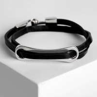 Браслет кожа &laquo;Шаман&raquo; пластина, цвет серебро, 35,5 см