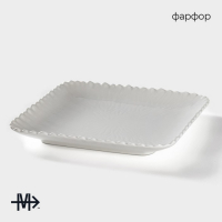 Тарелка фарфоровая квадратная Magistro &laquo;Цветок Бланш&raquo;, 26,5&times;26,5 см, цвет белый