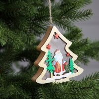 Ёлочная игрушка &laquo;Ёлочка с Дедом Морозом&raquo;, от батареек, свечение тёплое белое