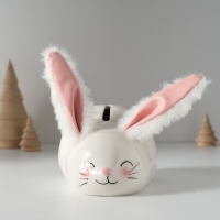 Копилка керамика "Румянный кролик с мягкими ушками" 8,8х13,2х7 см