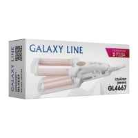 Стайлер Galaxy LINE GL 4667, 40 Вт, керамическое покрытие, d=10 мм, до 180 &deg;C, бело-розовый