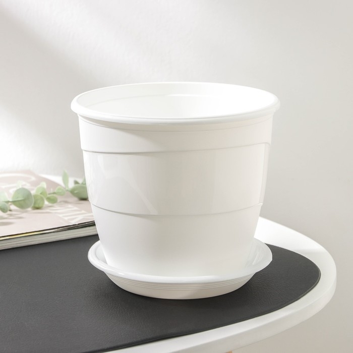 Горшок для цветов с поддоном &laquo;Венеция&raquo;, 2 л, d=16 см, цвет белый