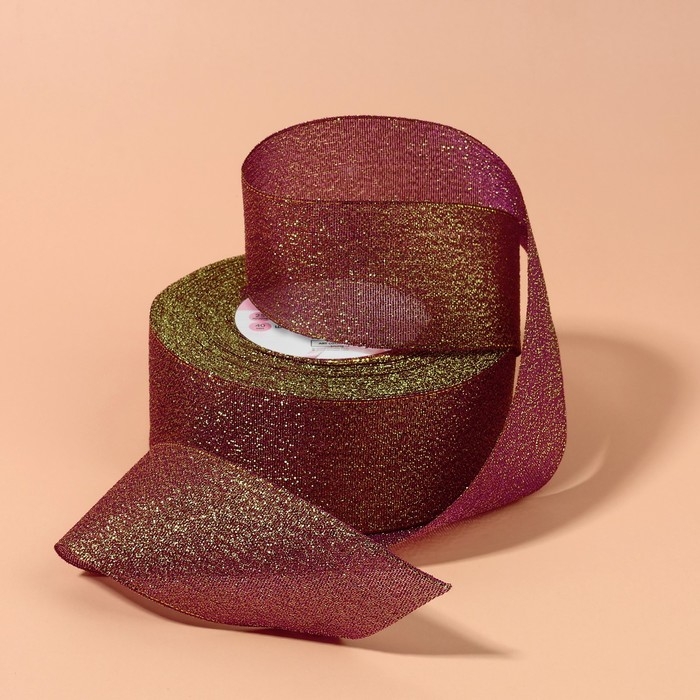 Лента парчовая, 40 мм, 23 &plusmn; 1 м, цвет сливовый №012