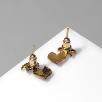 Серьги эмаль &laquo;Дьяволёнок&raquo; сердце, цвет красный в чернёном золоте