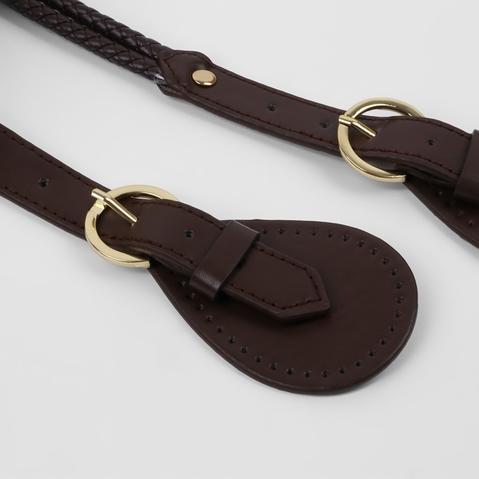 Ручка для сумки, шнуры, 60 × 1,8 см, с пришивными петлями 5,8 см, цвет коричневый/золотой Ручка для сумки, шнуры, 60 × 1,8 см, с пришивными петлями 5,8 см, цвет коричневый/золотой