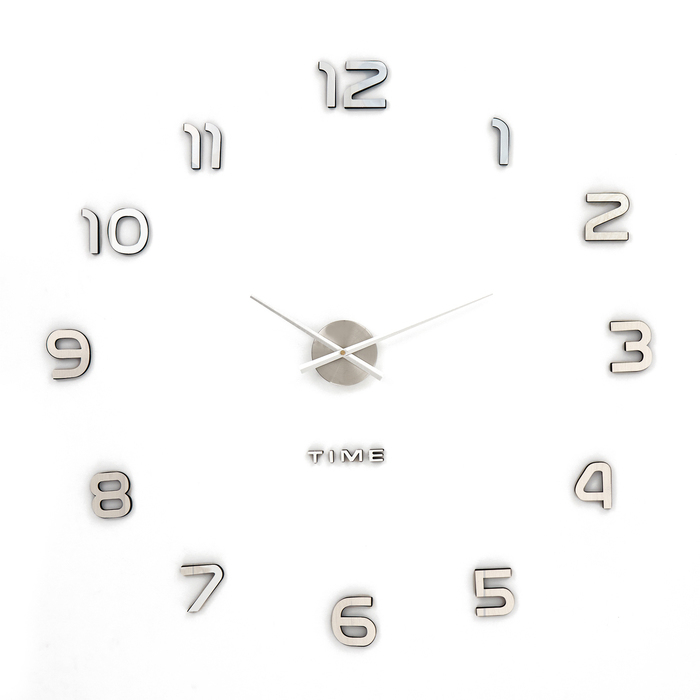 Часы настенные интерьерные большие, 3d "Акстелл",бесшумные, наклейка, d-70 см