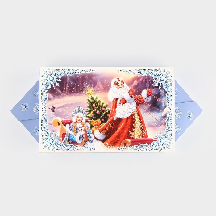 Подарочная коробка - конфета новогодняя складная &laquo;Дед Мороз и Снегурочка &raquo;, 18 х 28 х 10 см, Новый год