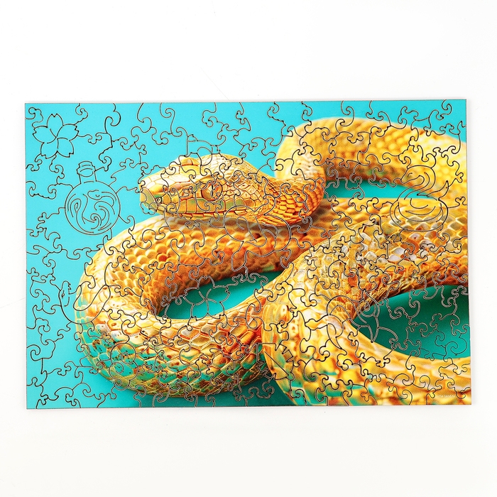 Пазлы фигурные деревянные «Золотая змея», 137 элементов, символ года 2025 Пазлы фигурные деревянные «Золотая змея», 137 элементов, символ года 2025